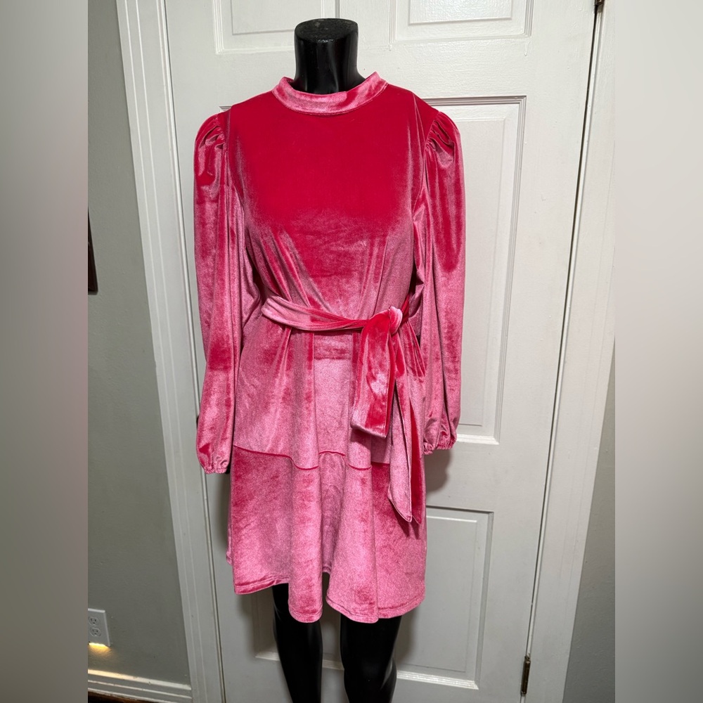 Smith & Quinn Pink Velvet Long Sleeve Womens Dress Size Medium